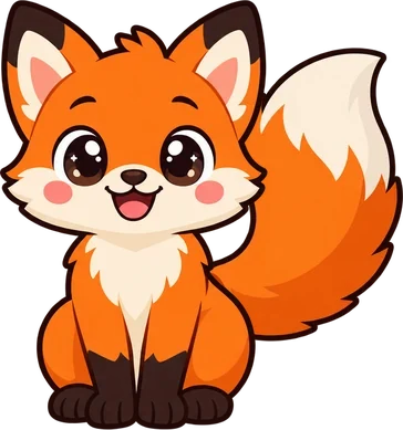 Fox cub, one of the animal friends in Pip Says